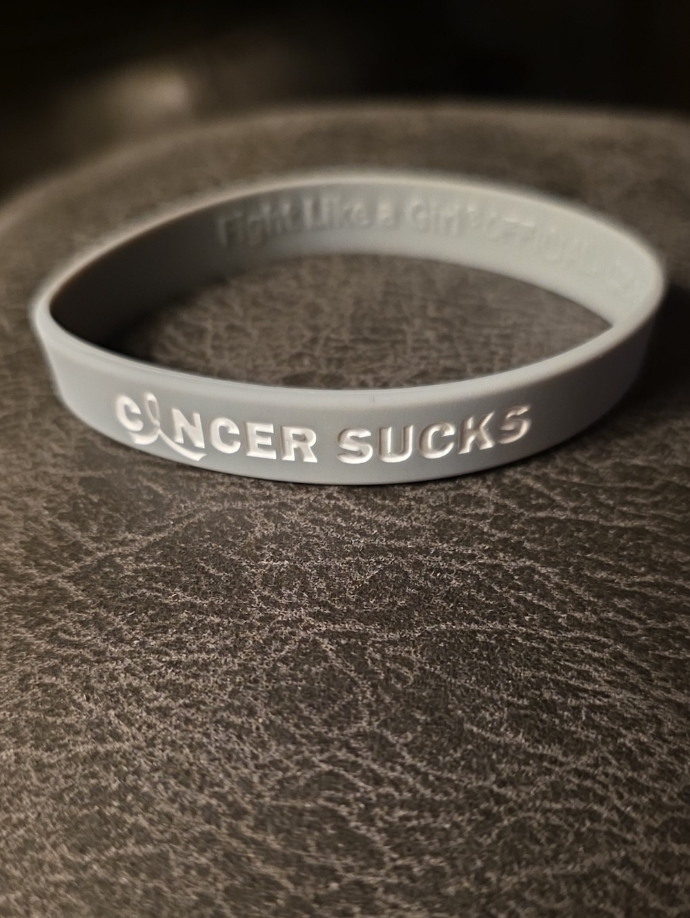 Gray "Cancer Sucks" Silicone Awareness Wristband